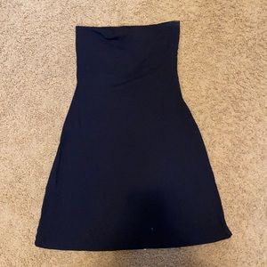 Strapless navy mini dress